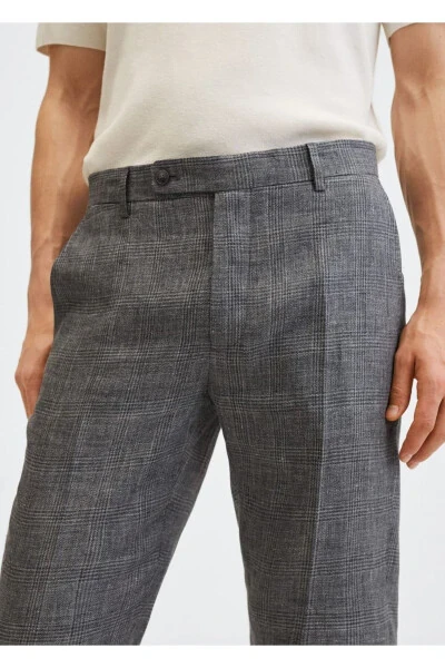 Slim Fit Linen Pants - 6