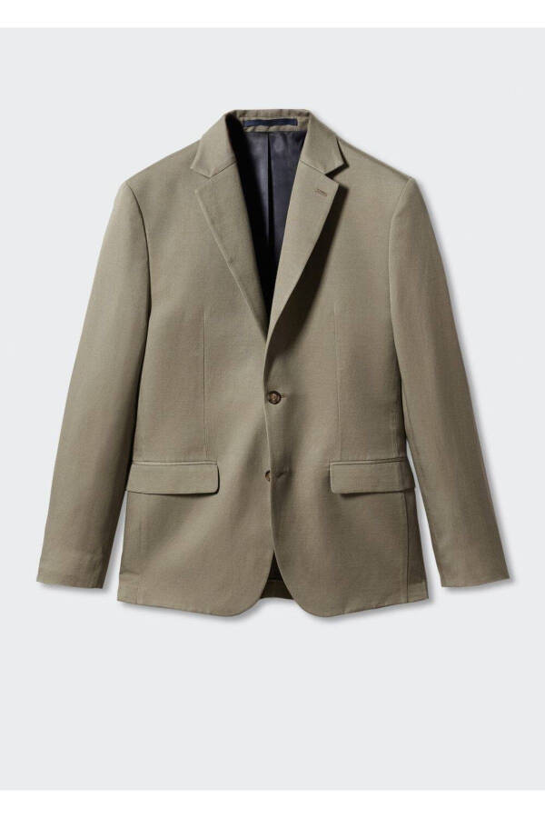 Slim Fit Linen Suit Blazer Jacket - 3