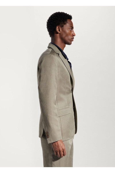 Slim Fit Linen Suit Blazer Jacket - 7