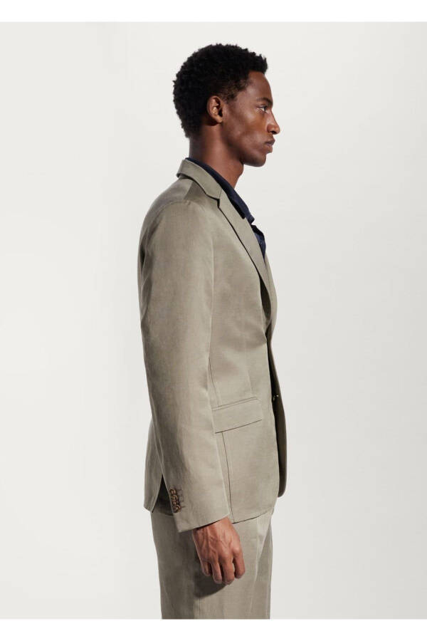Slim Fit Linen Suit Blazer Jacket - 7