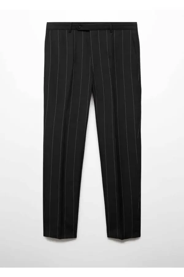 Slim-fit Linen Trousers with Pinstripes - 3