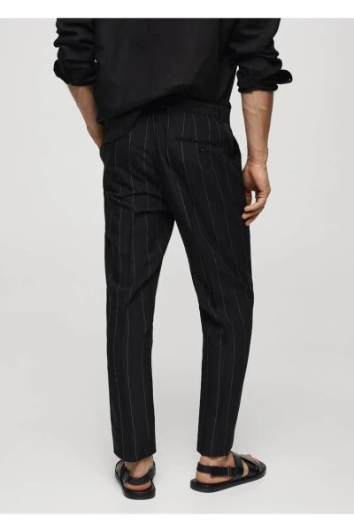 Slim-fit Linen Trousers with Pinstripes - 4