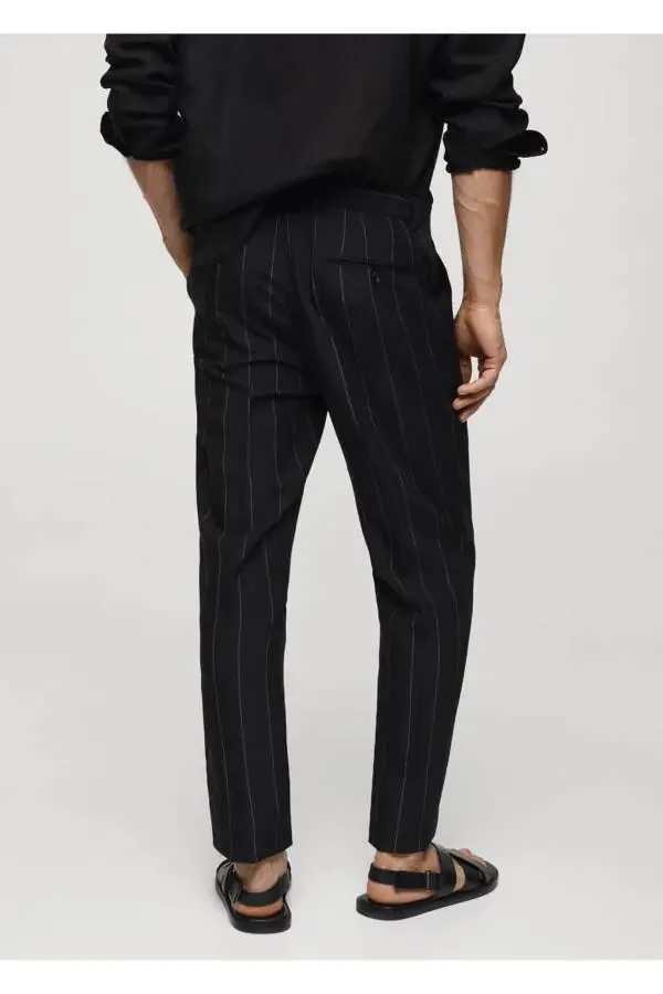 Slim-fit Linen Trousers with Pinstripes - 4