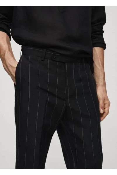 Slim-fit Linen Trousers with Pinstripes - 5