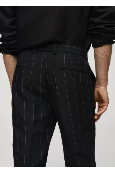Slim-fit Linen Trousers with Pinstripes - 8