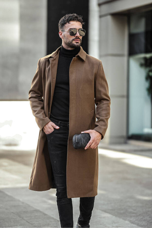 Slim fit, long, cashmere coat. - 3