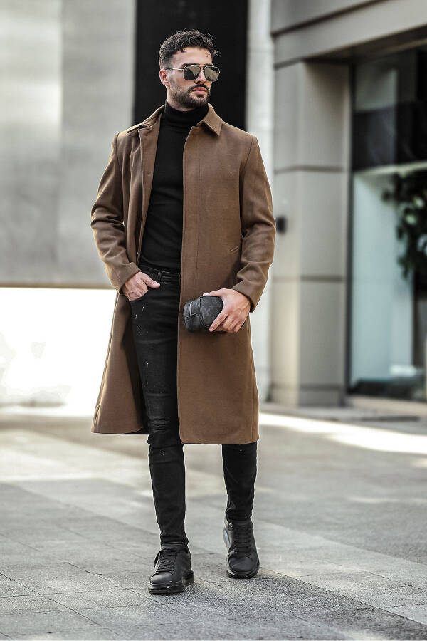 Slim fit, long, cashmere coat. - 4