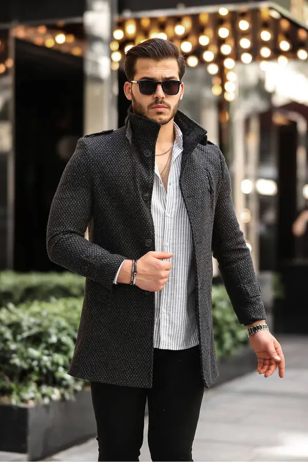 Slim fit, long cashmere coat. - 3