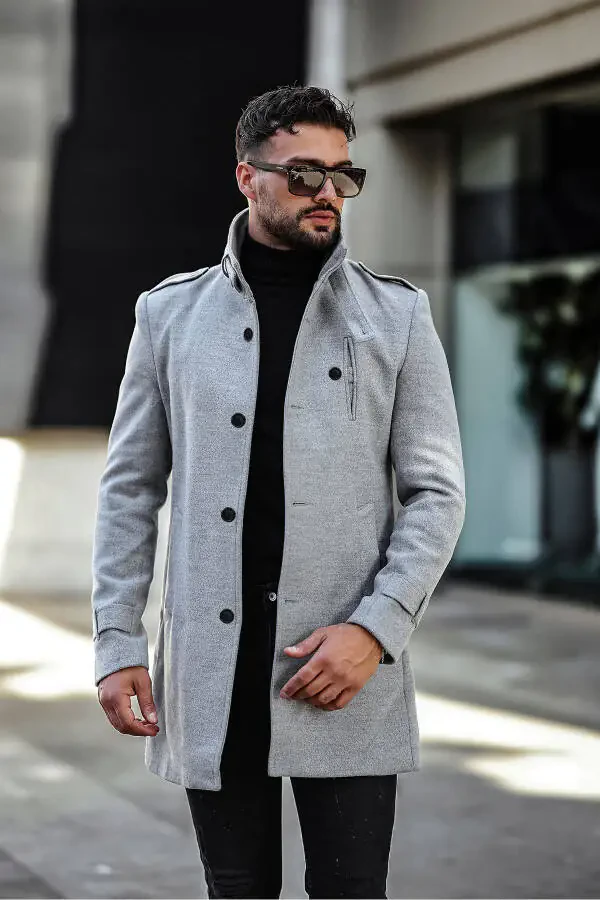 Slim fit, long cashmere coat - 1