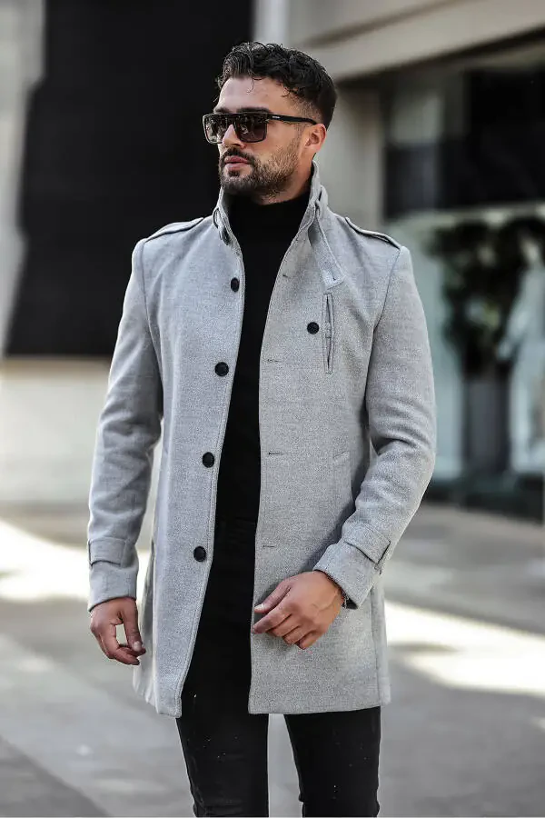 Slim fit, long cashmere coat - 3