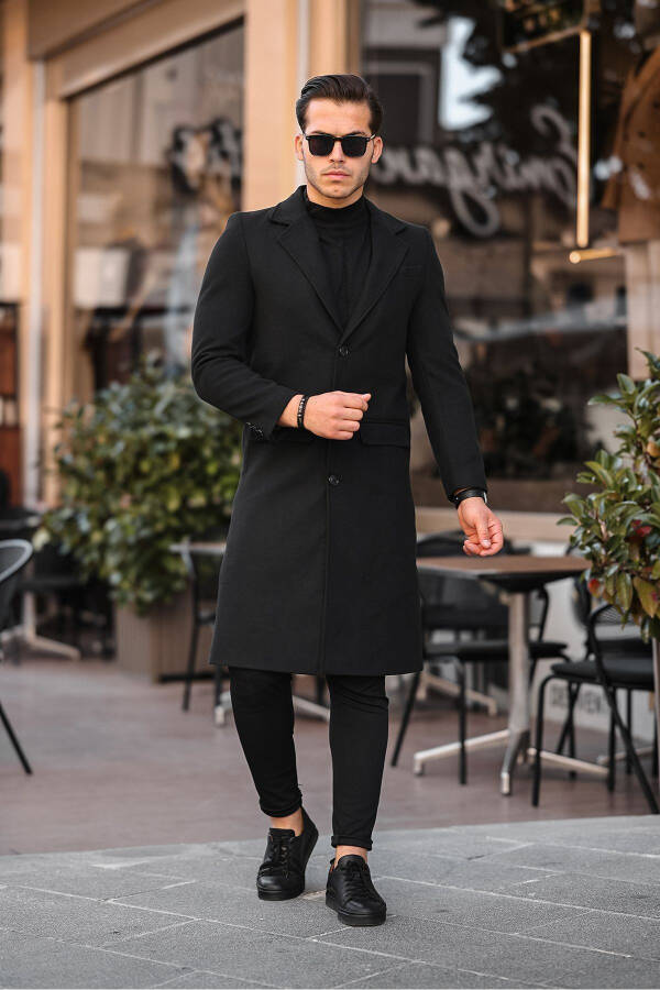 Slim fit, long cashmere coat. - 2