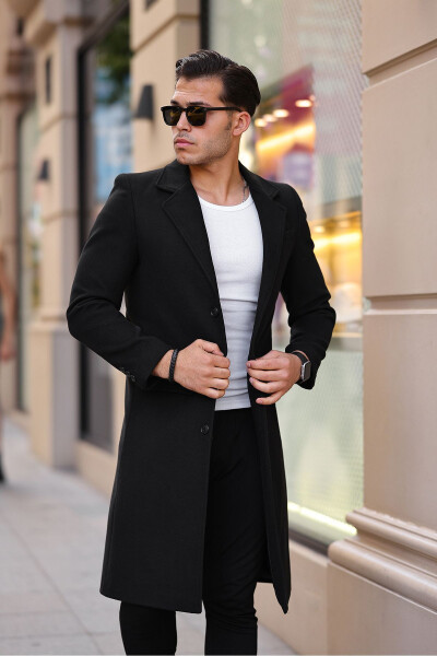 Slim fit, long cashmere coat. - 5