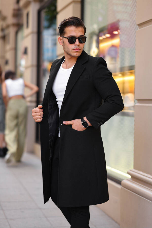 Slim fit, long cashmere coat. - 7