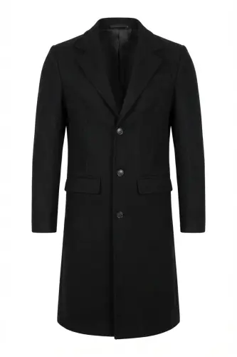 Slim fit, long cashmere coat. - 1