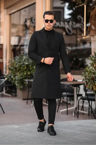 Slim fit, long cashmere coat. - 4