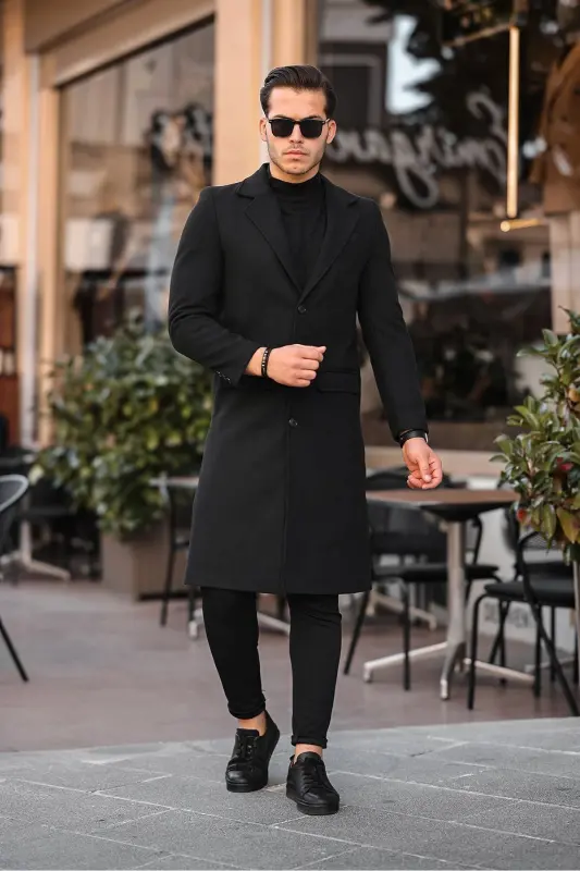 Slim fit, long cashmere coat. - 4