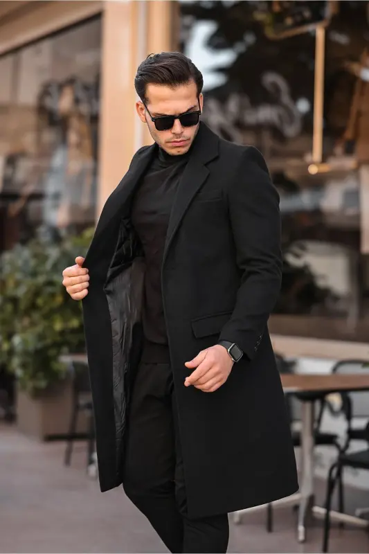 Slim fit, long cashmere coat. - 5