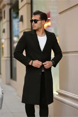 Slim fit, long cashmere coat. - 6