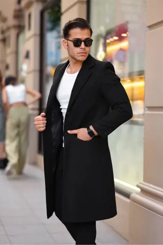 Slim fit, long cashmere coat. - 8