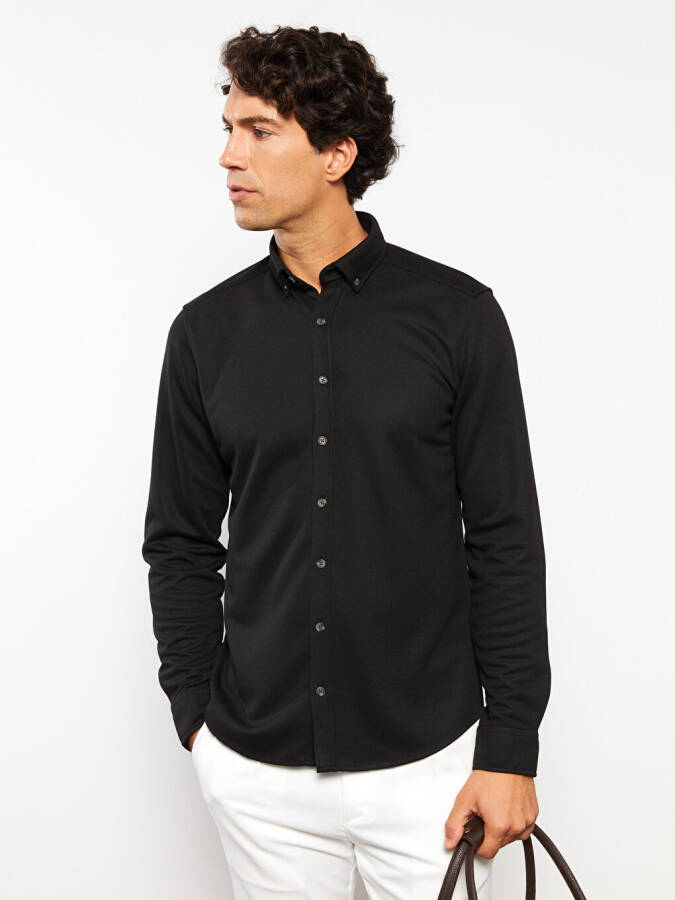 Slim Fit Long Sleeve Gabardine Men's Shirt - 73