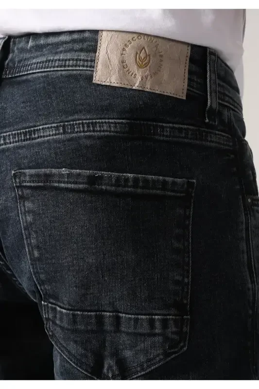 Slim fit, low rise, skinny fit, dark blue men's trousers. - 7