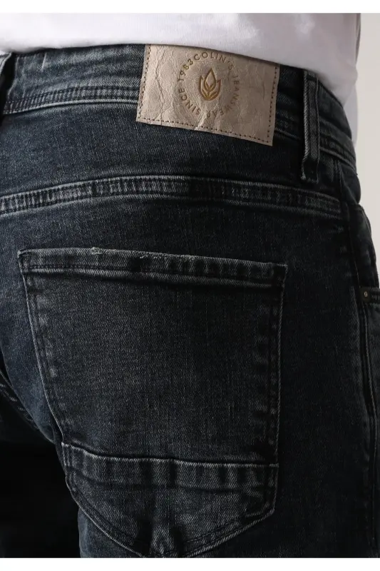 Slim fit, low rise, skinny fit, dark blue men's trousers. - 7