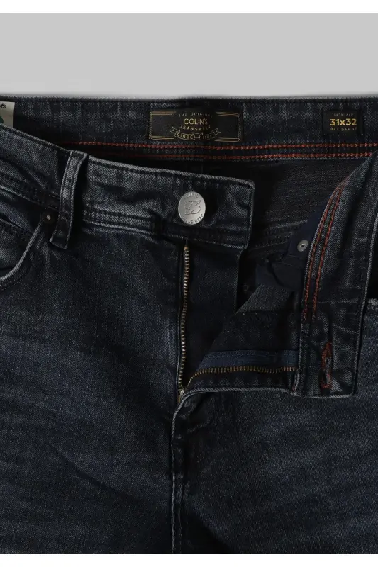 Slim fit, low rise, skinny fit, dark blue men's trousers. - 8