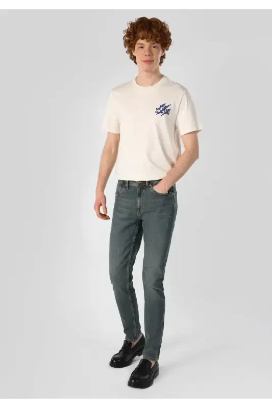 Slim Fit Low Rise Straight Leg Blue Men's Jeans - 3