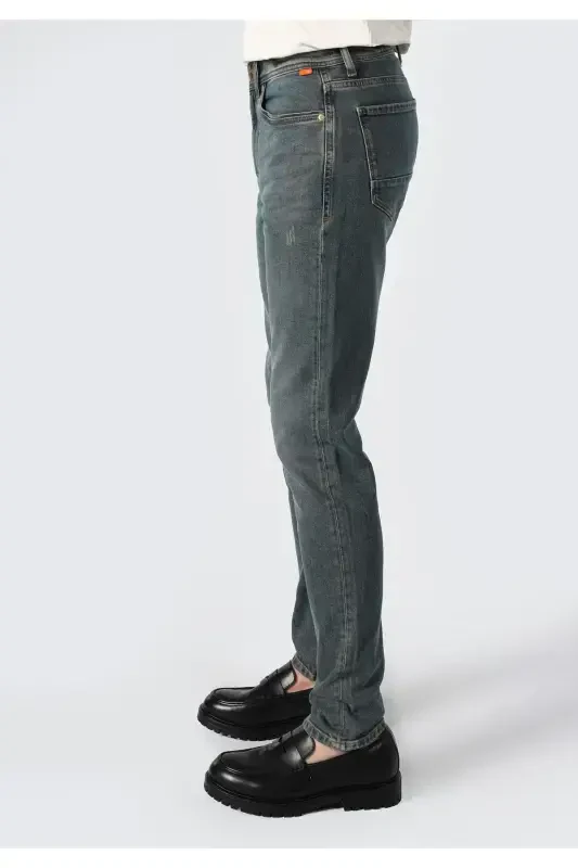 Slim Fit Low Rise Straight Leg Blue Men's Jeans - 5