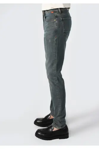 Slim Fit Low Rise Straight Leg Blue Men's Jeans - 5
