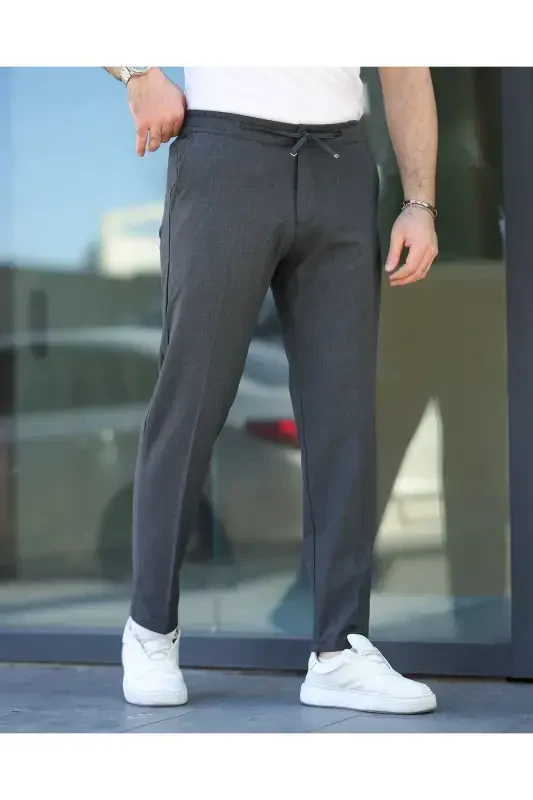 Slim Fit Lycra Jogger Pants-Anthracite - 1