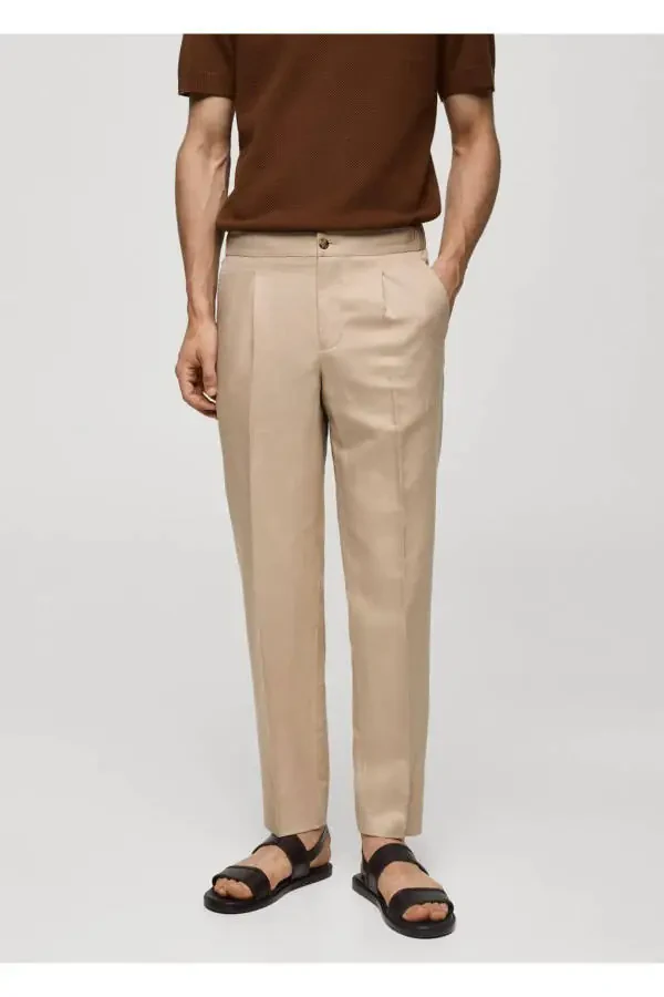 Slim fit lyocell linen trousers - 1