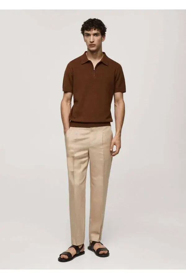 Slim fit lyocell linen trousers - 2