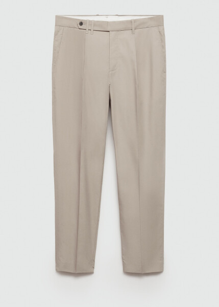 Slim fit lyocell trouser with pleats - Light/Pastel Grey - 1