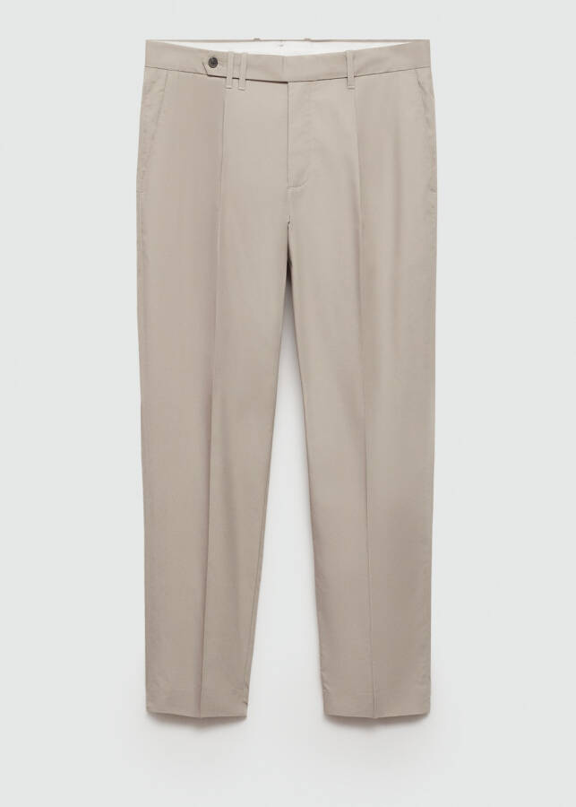 Slim fit lyocell trouser with pleats - Light/Pastel Grey - 1