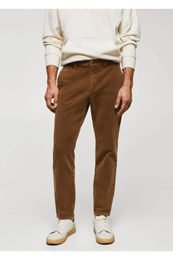 Slim Fit Micro-Corduroy Pants - 1