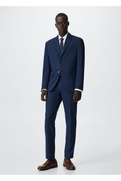 Slim-Fit Micro Patterned Fabric Pants - MANGO MAN (1)