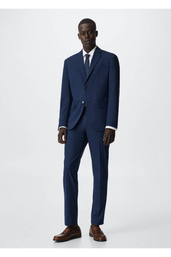 Slim-Fit Micro Patterned Fabric Pants - 2