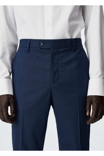 Slim-Fit Micro Patterned Fabric Pants - 5