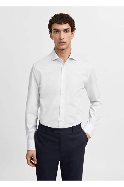 Slim fit micro-patterned twill shirt - MANGO MAN