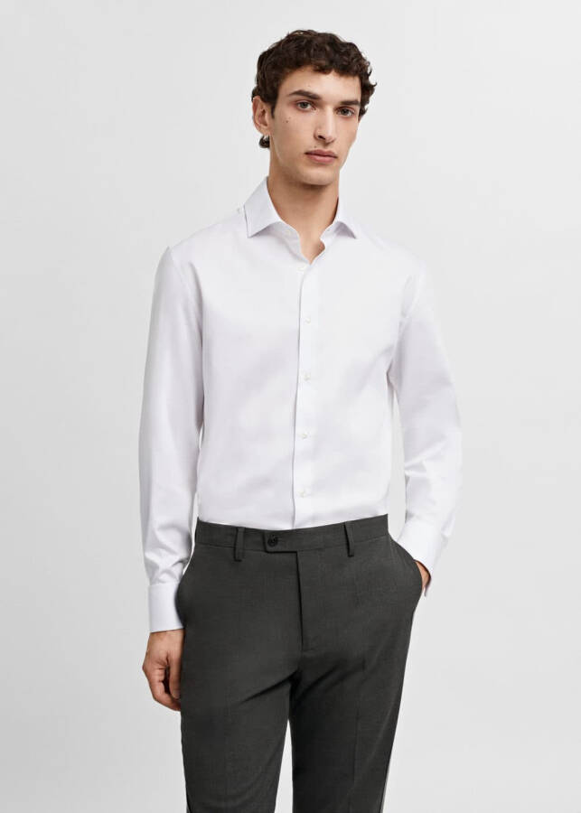 Slim fit micro-patterned twill shirt - 31