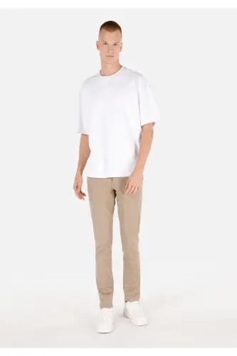 Slim fit, mid rise, straight leg, beige men's pants (Cl1049749) - 1