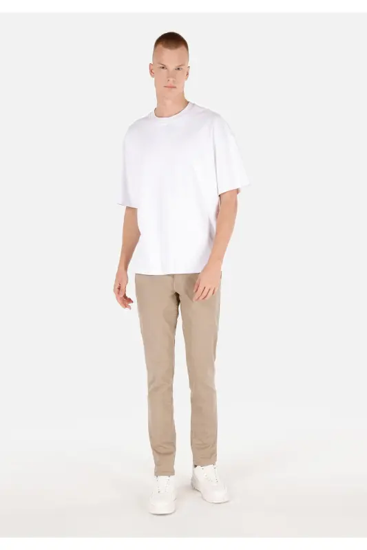 Slim fit, mid rise, straight leg, beige men's pants (Cl1049749) - 1
