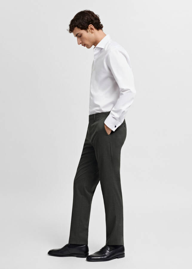 Slim fit mikro naqshli twill ko'ylak - 24