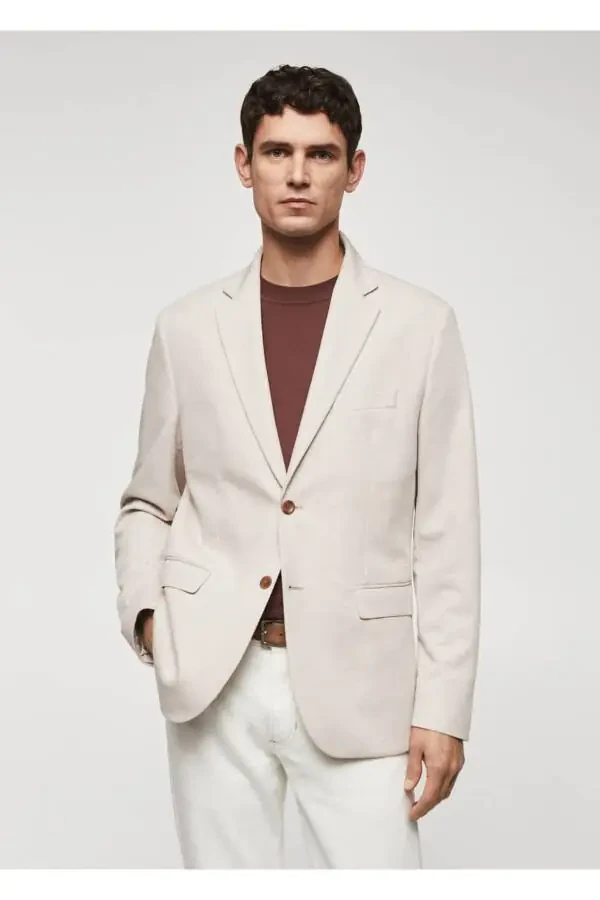 Slim Fit Mini Weaved Blazer Jacket - 1