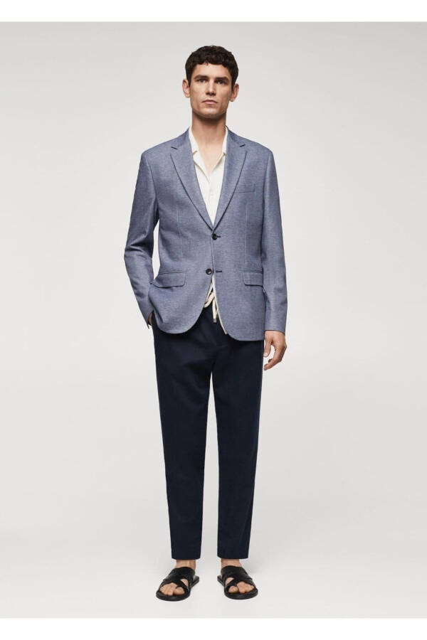 Slim Fit Mini Woven Blazer Jacket - 2