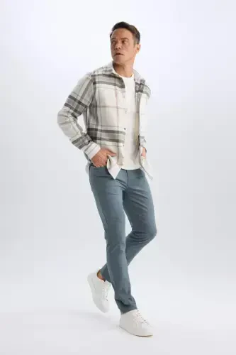 Slim Fit Narrow Bottom Canvas Chino Pants (Navy) - DEFACTO (1)