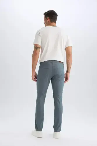 Slim Fit Narrow Bottom Canvas Chino Pants (Navy) - 6