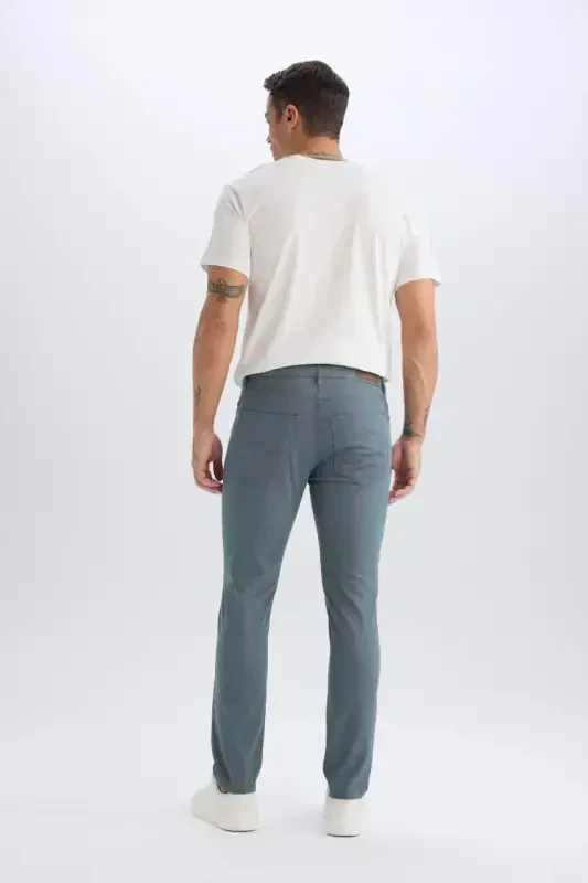 Slim Fit Narrow Bottom Canvas Chino Pants (Navy) - 6