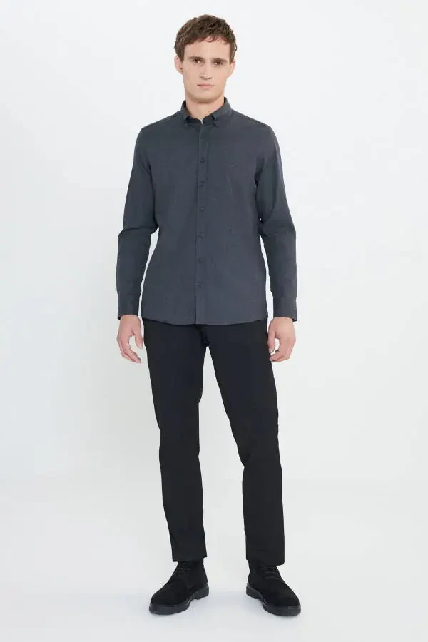 Slim Fit Narrow Cut Classic Collar Textured Shirt - 2
